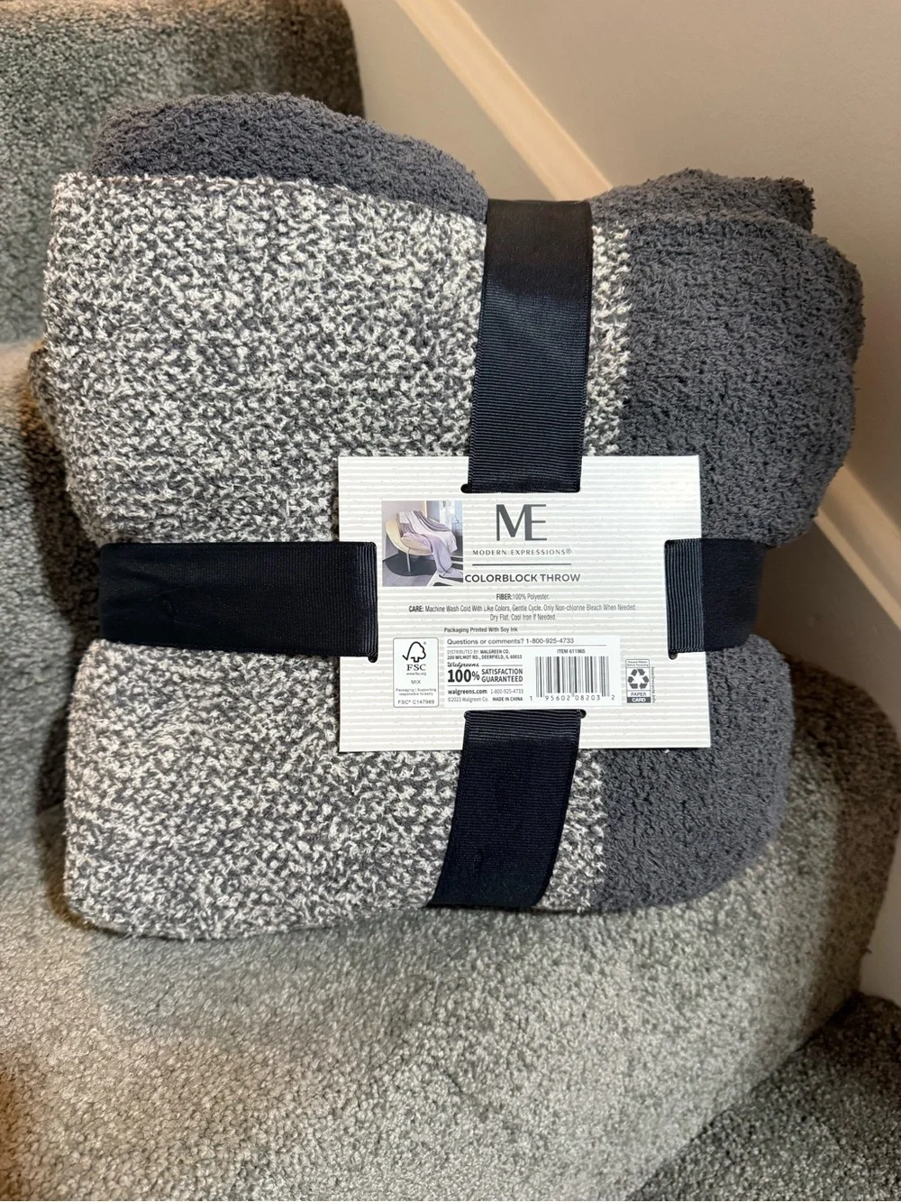 Brand new Gray Colorblock Throw